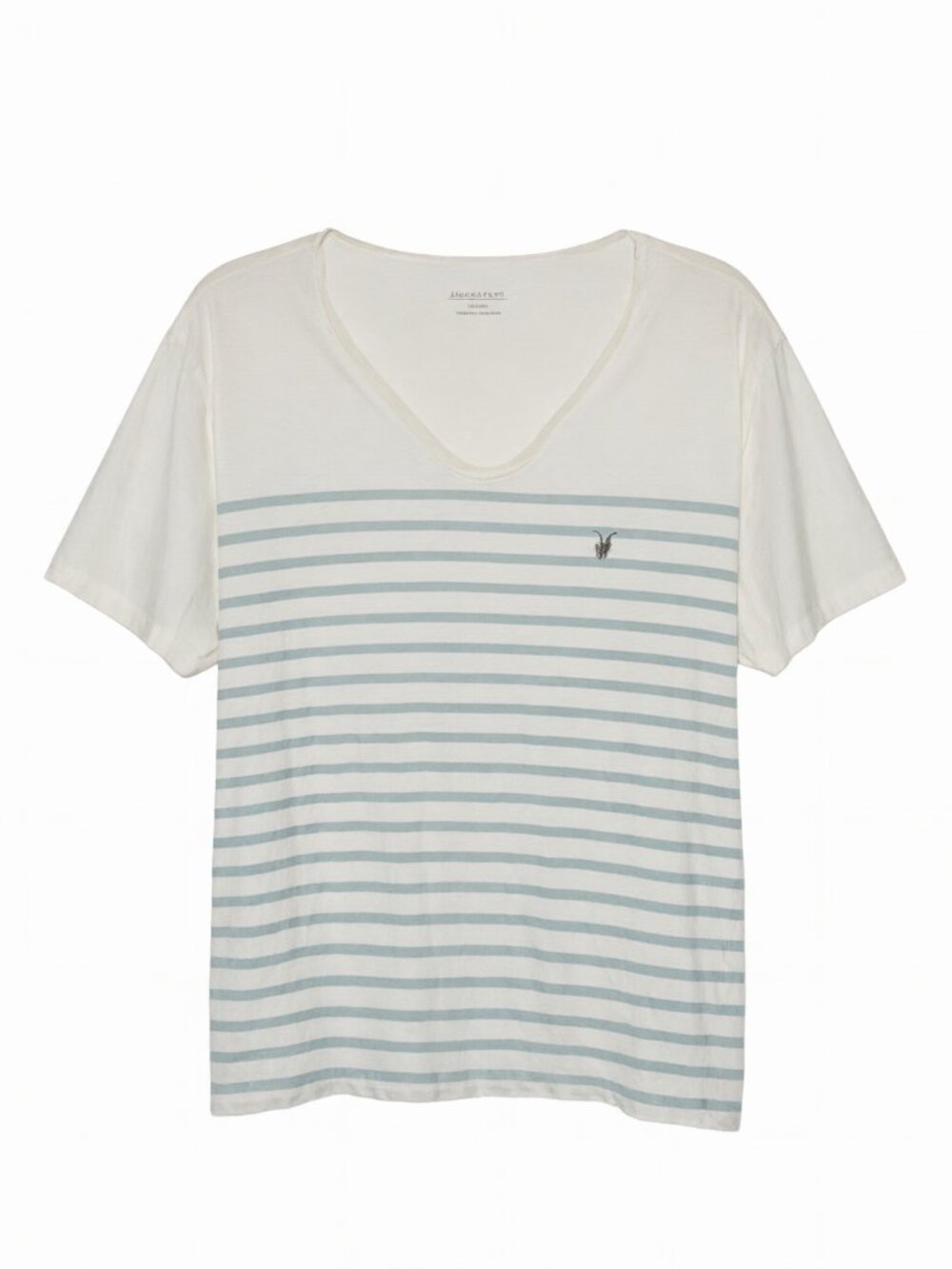 AllSaints Men's Striped Tee Large White Size L